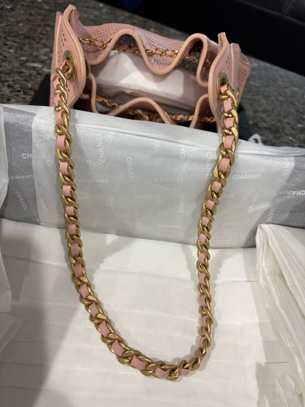 CHANEL Light Pink Perforated Leather 25 Mini Bag with Gold Hardware - Picture 7 of 11